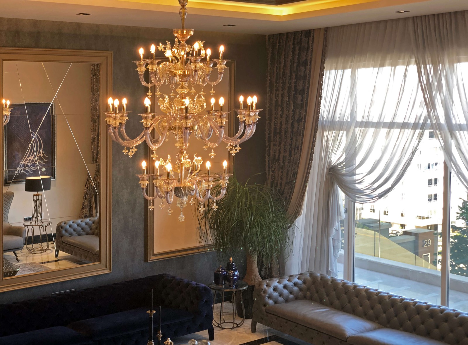 Yüksek tavanlı galeri perde modelleri Ankara